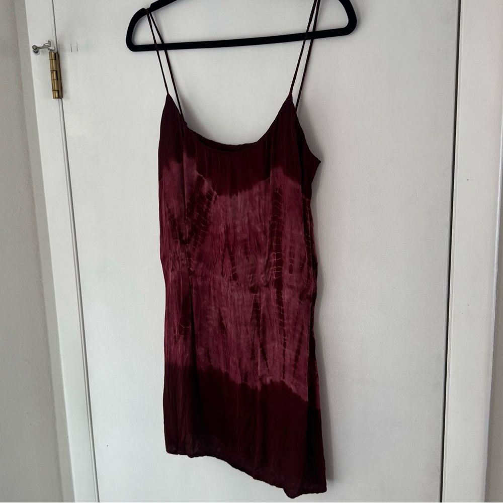Silky tie dye slip dress